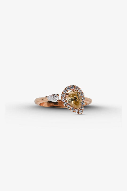 Gold Drop Ring with Diamonds