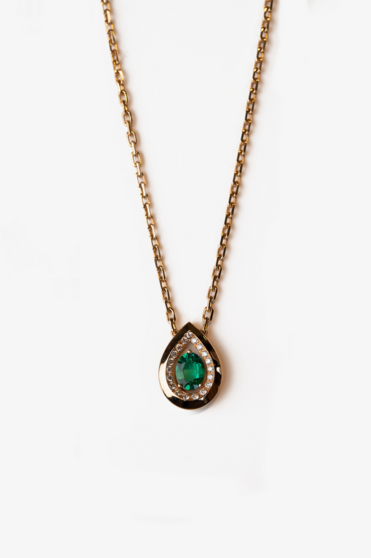 Pink Gold Necklace with Emerald