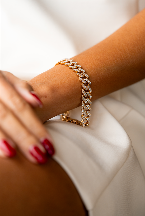 Yellow Gold and Diamonds chain Bracelet