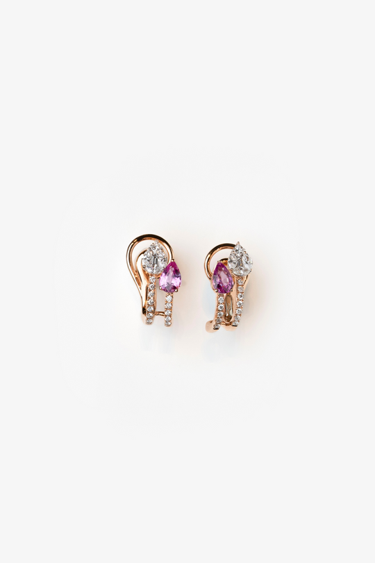 Drop Sapphire and Diamond Earrings