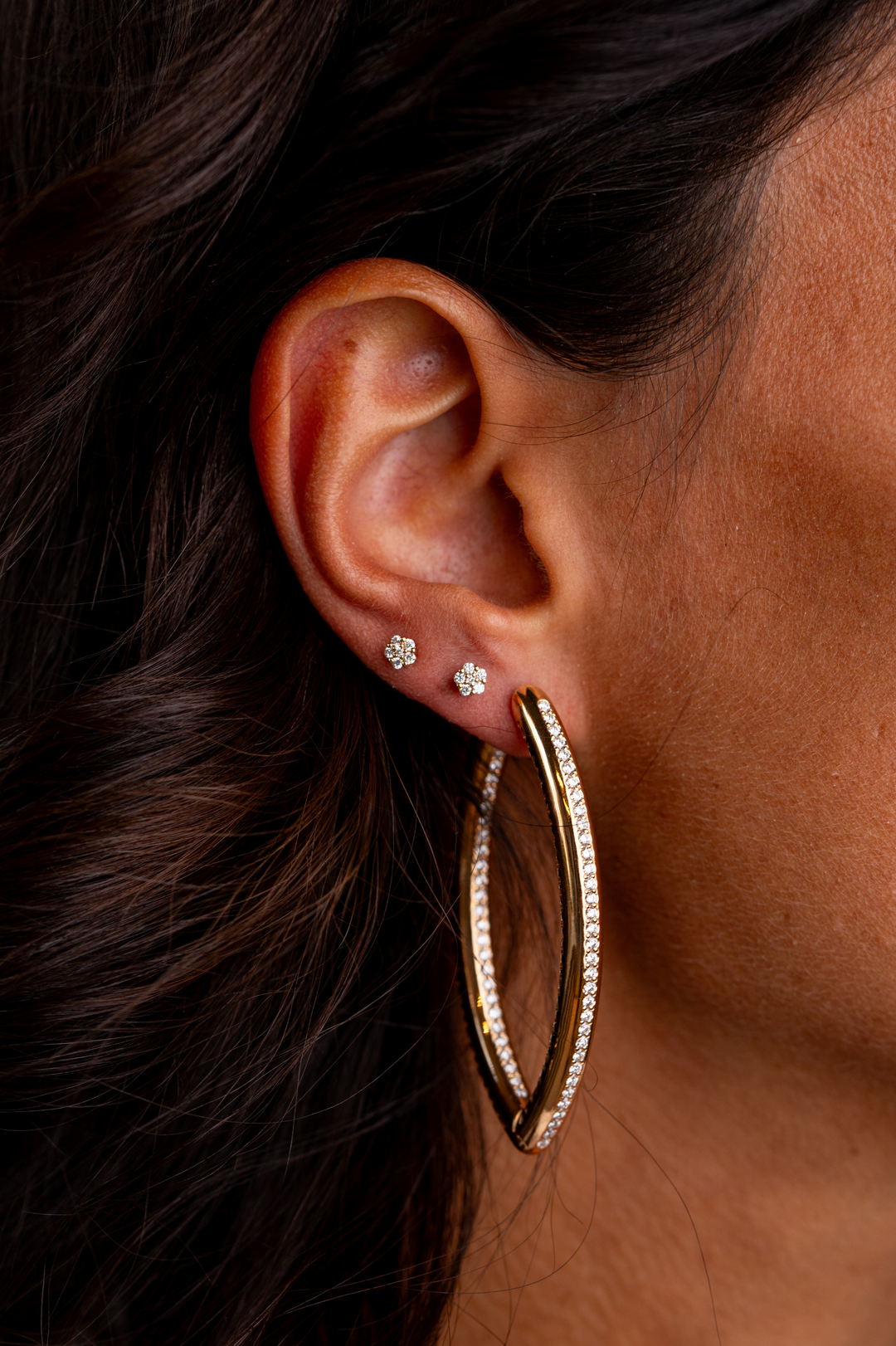 Hoops Pink Gold Earrings with Diamonds