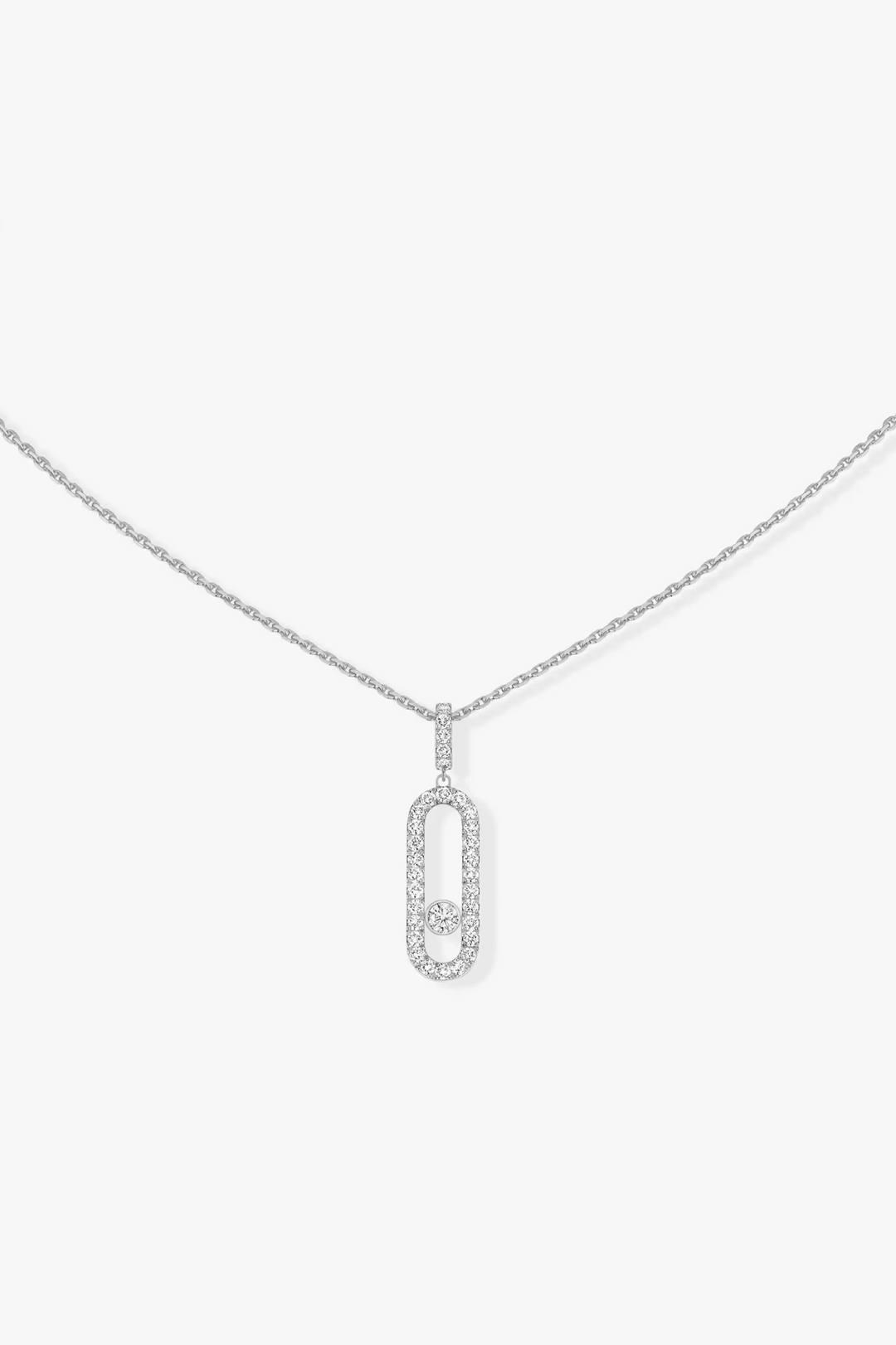 Move Uno Pavé LM White Gold Diamond Necklace