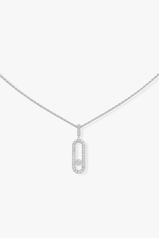 Move Uno Pavé LM White Gold Diamond Necklace