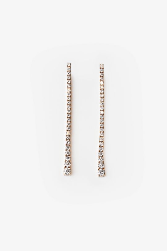 Pink Gold Long Earring with Diamonds