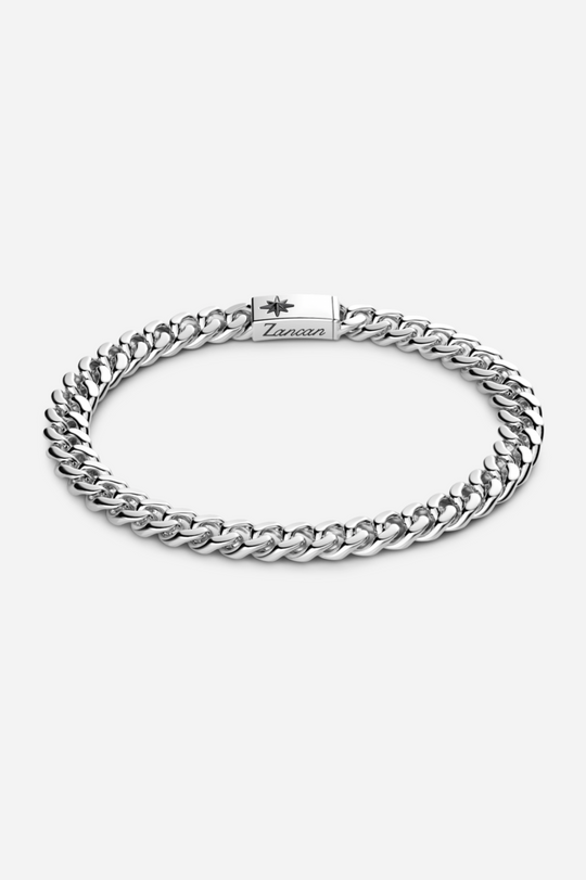 Pulseira de corrente de prata Curb