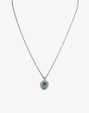 White Gold with Diamonds and Emerald Necklace