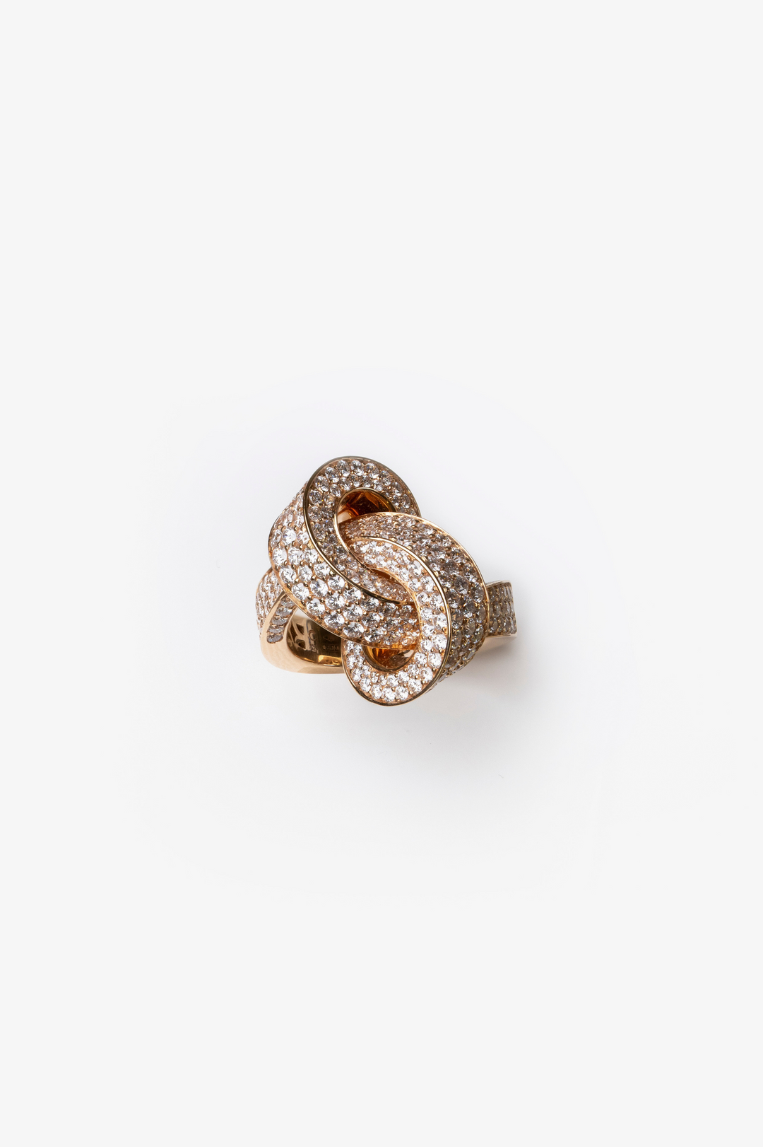 Pink Gold Ring with Diamonds Knot