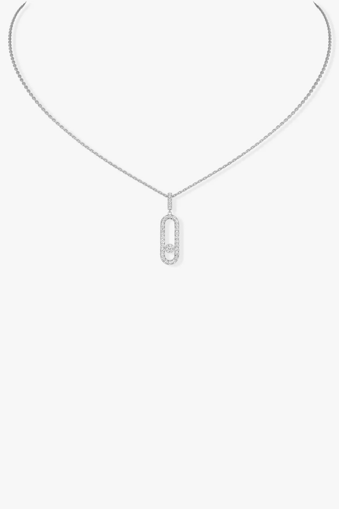 Move Uno Pavé LM White Gold Diamond Necklace