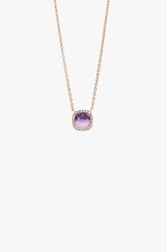 Gold with Diamonds and Amethyst Necklace