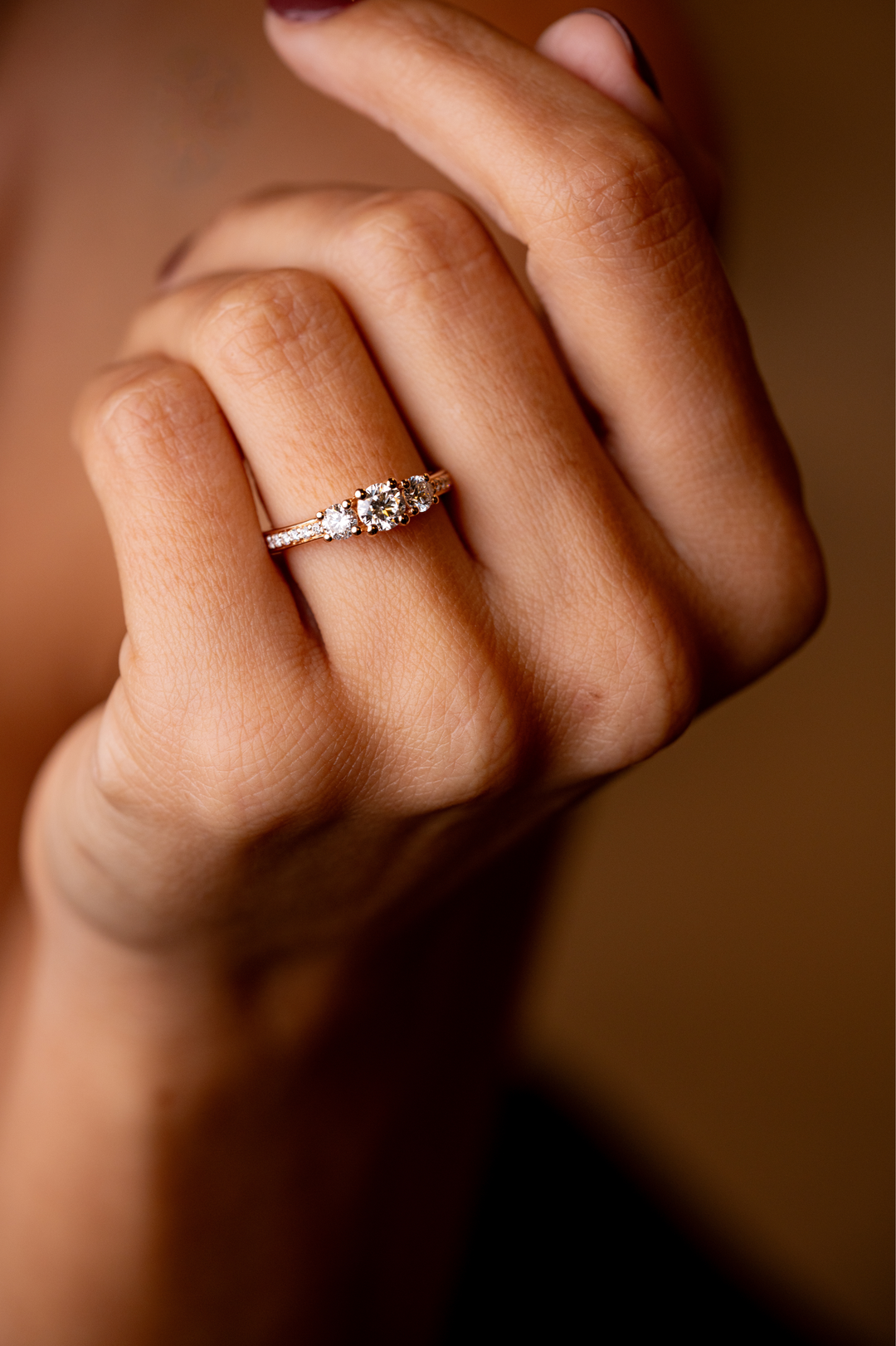 Pink Gold and Diamond Engagement Ring