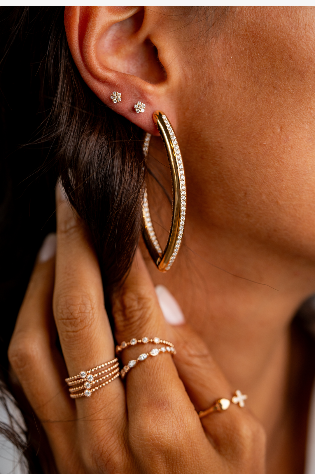 Hoops Pink Gold Earrings with Diamonds