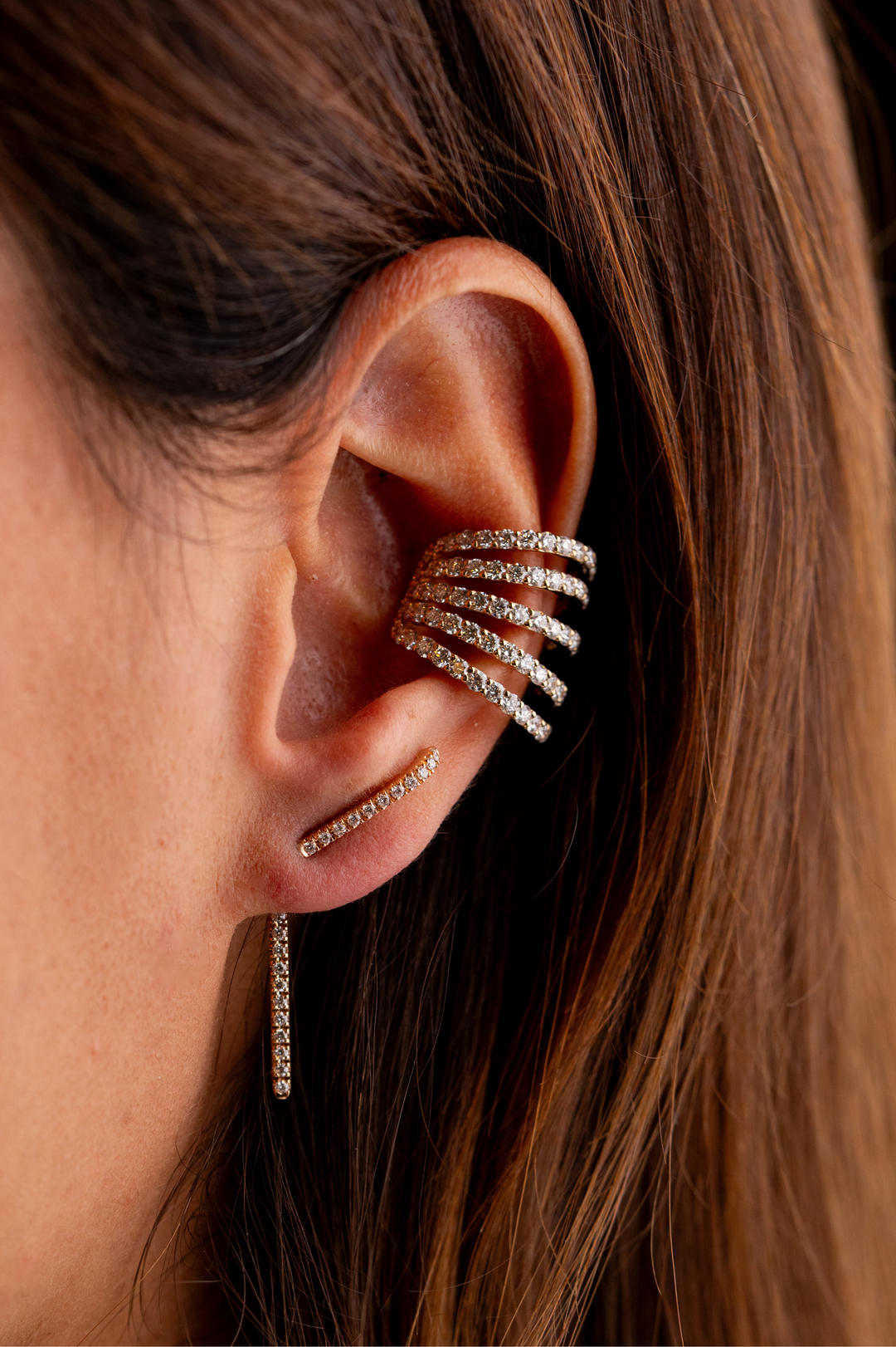 Pink Gold Earrings with Diamonds