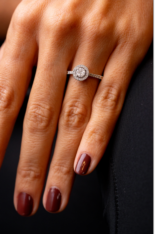 White Gold Engagement Ring with Diamonds