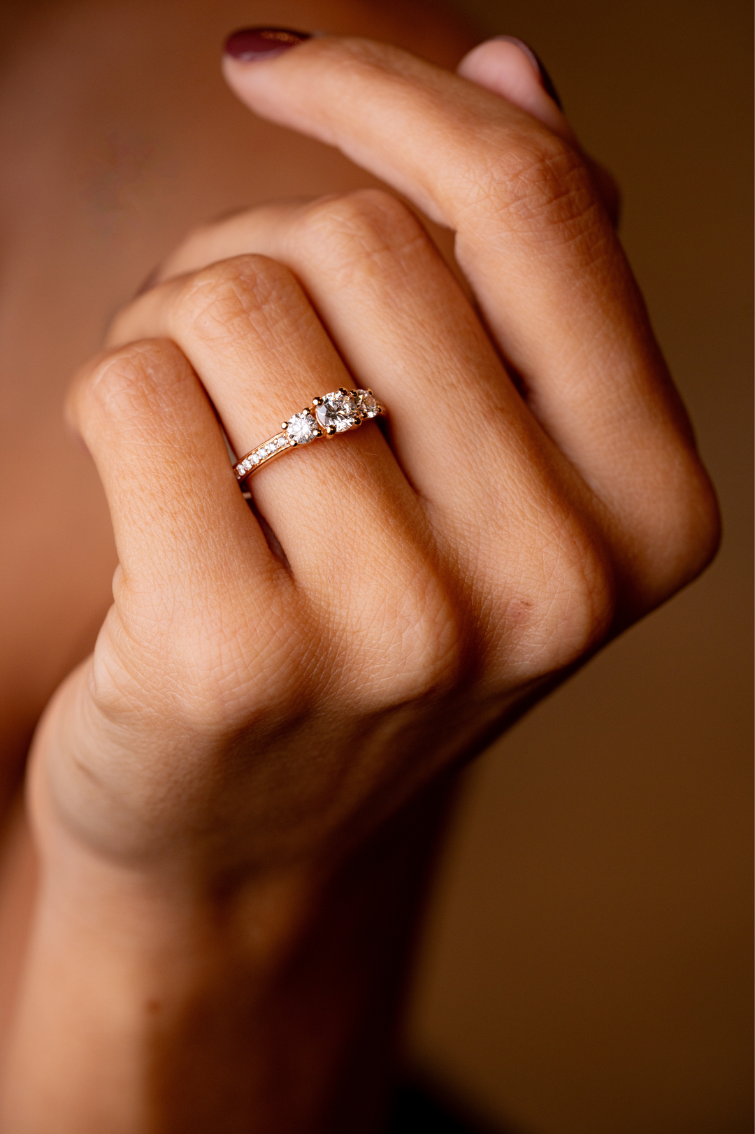 Pink Gold and Diamond Engagement Ring