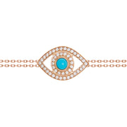 Eye Bracelet In White Diamonds On a Double Chain