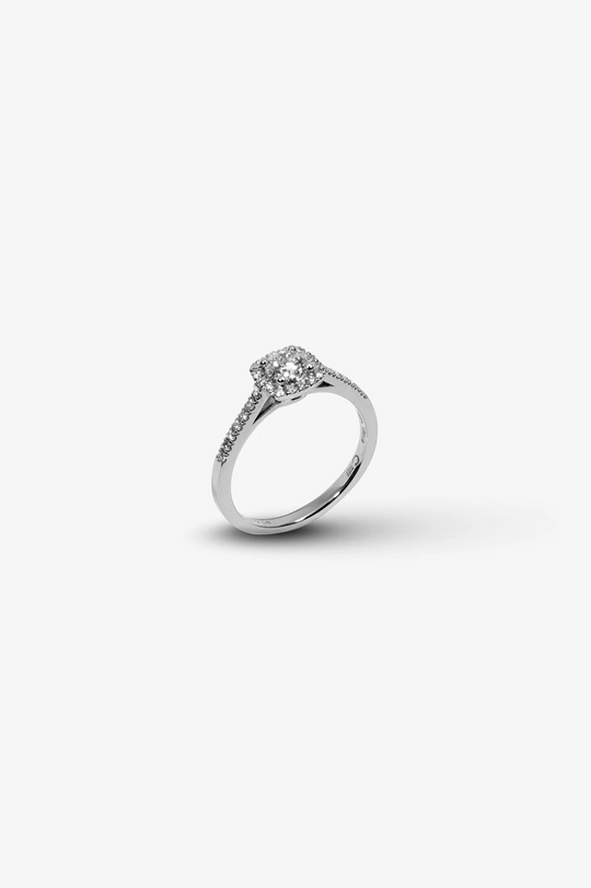 White gold Square Contour Engagement Ring