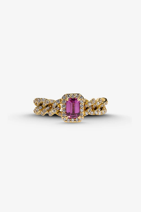 Rectangular Pink Stone Ring