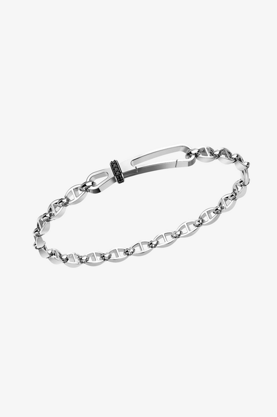 Pulseira de prata com cristal preto