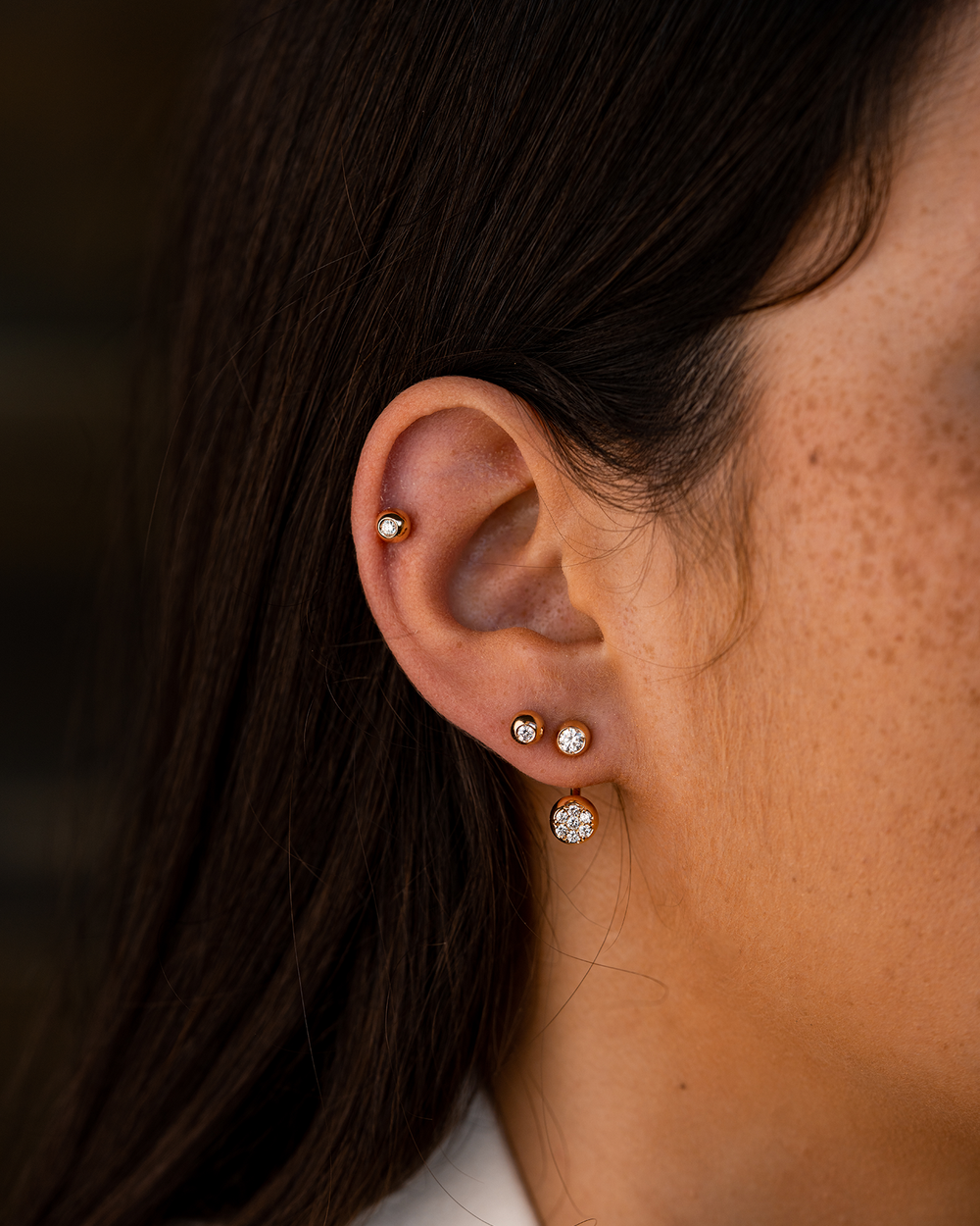 Pink Gold with Diamonds Earrings