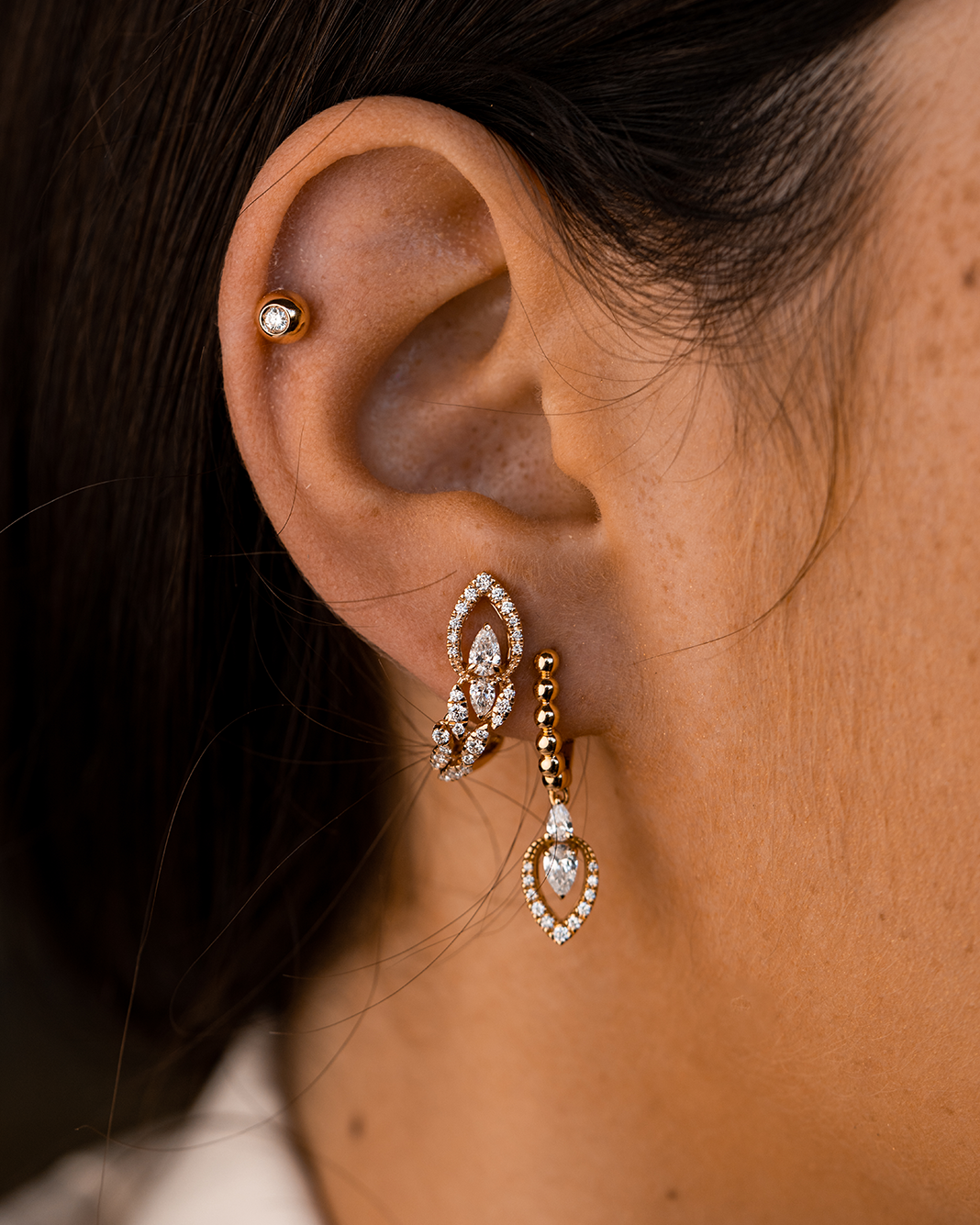 Pink Gold and Diamonds Earring