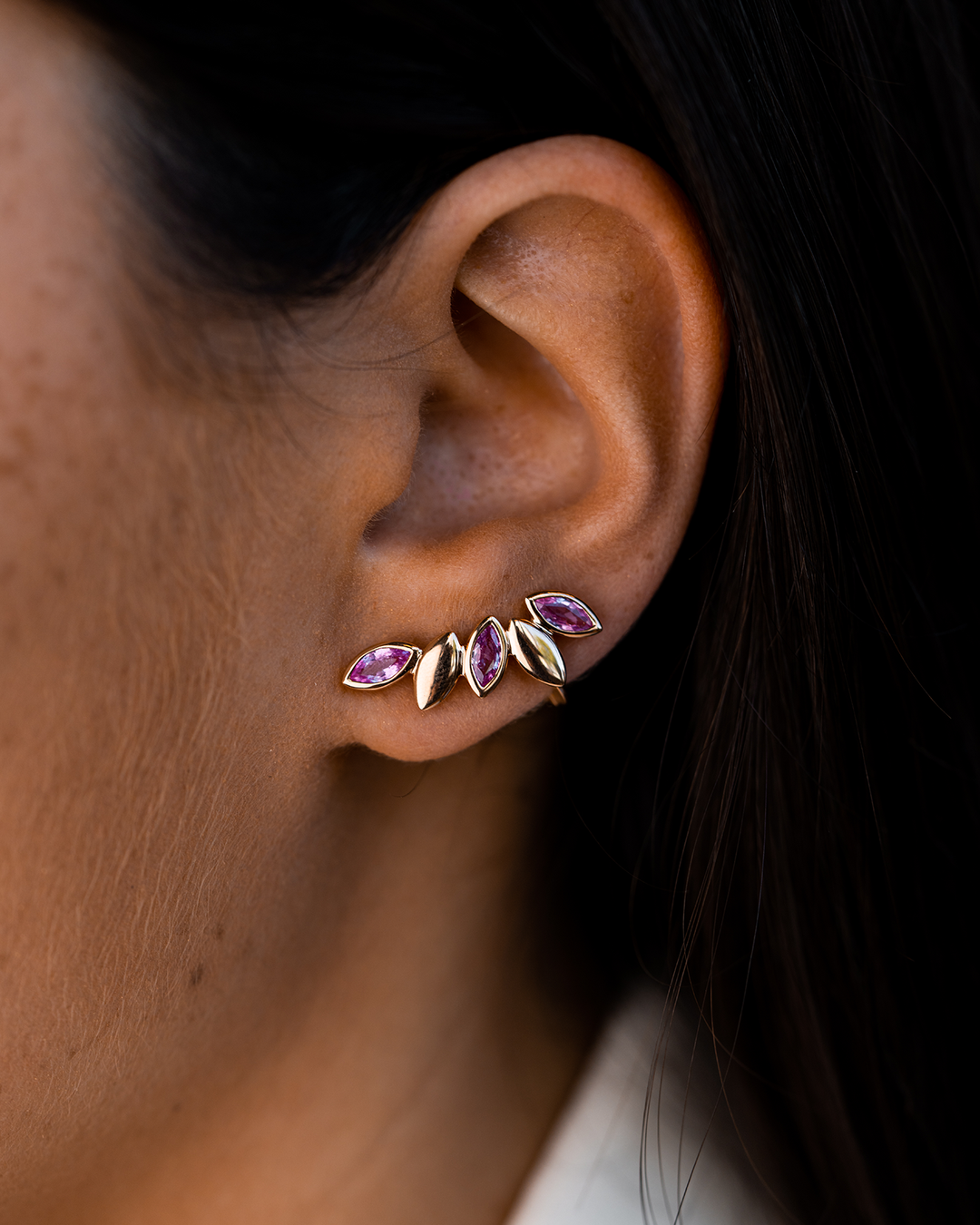 Pink Gold and Pink Sapphire Earrings