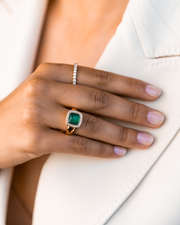 Pink Gold with Diamonds and Emerald Ring