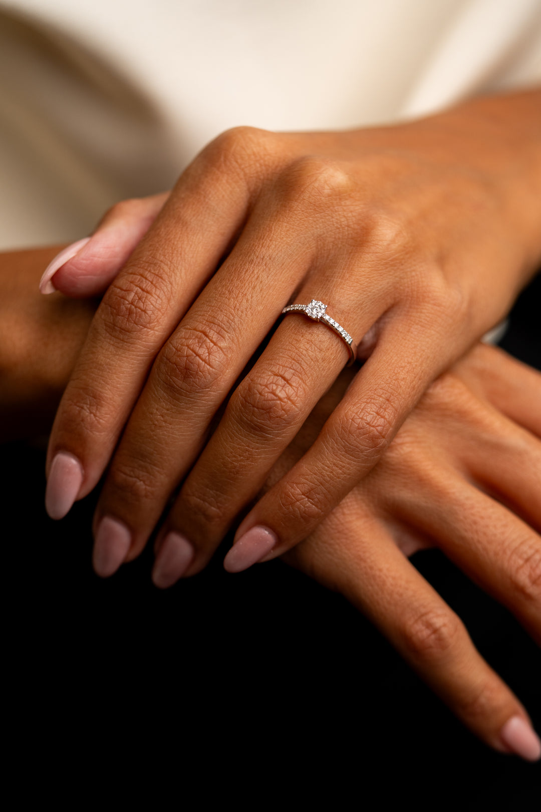 White Gold Engagement Ring with Diamonds