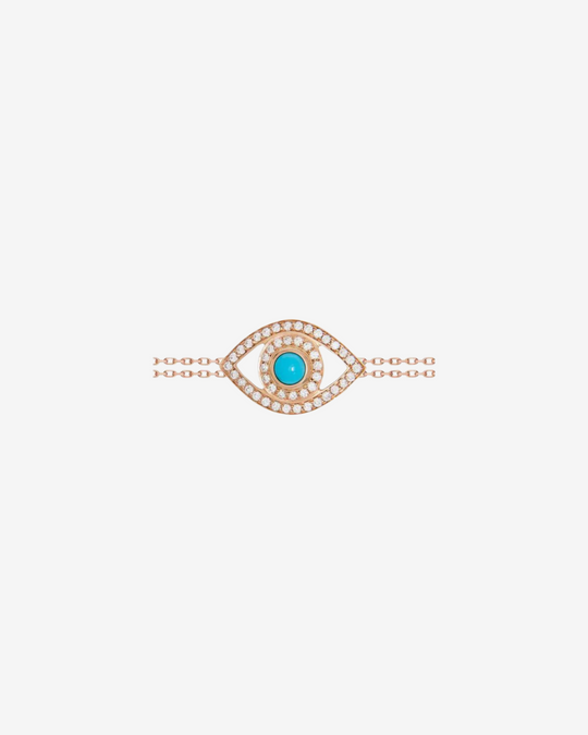 Eye Bracelet In White Diamonds On a Double Chain