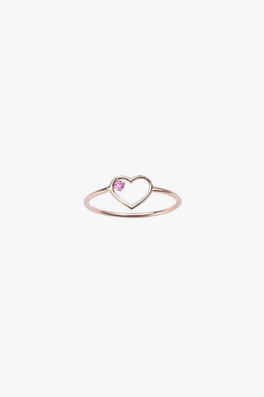 Pink Heart Ring with Sapphire