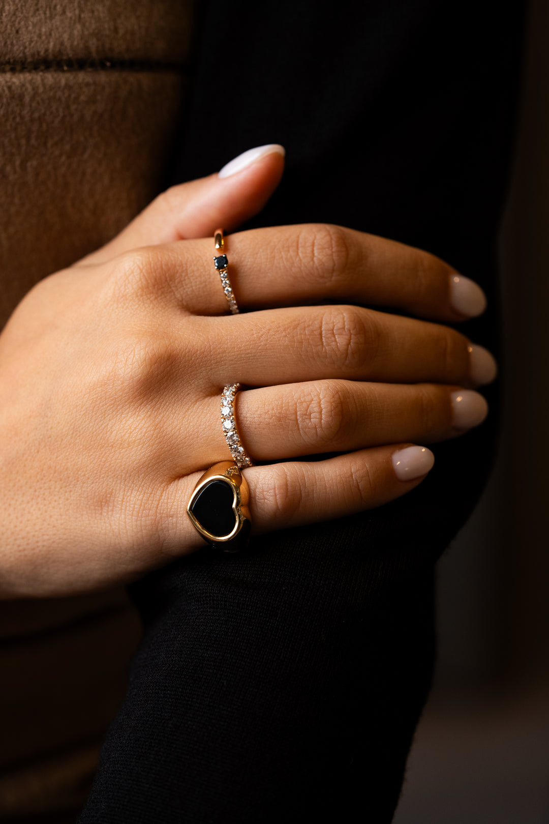 Pink Gold Ring with Black Diamond