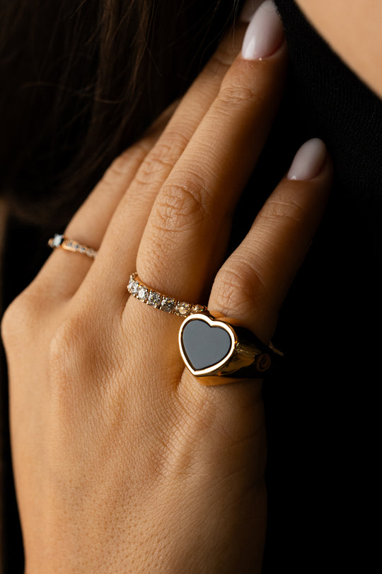 Black Heart Gold Ring