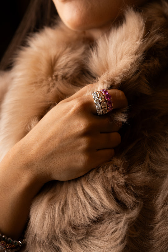 Pink Gold Ring with Brown Diamonds