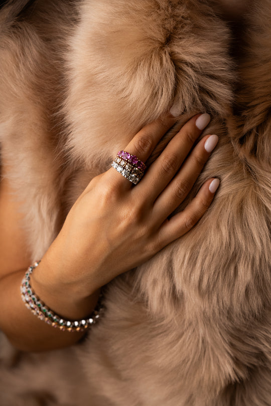 Pink Gold Ring with Brown Diamonds