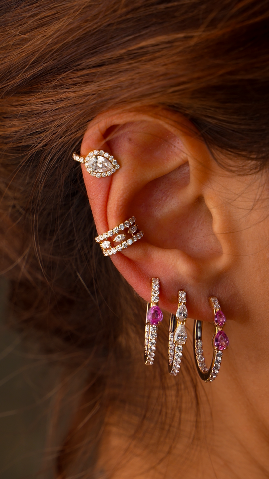 Ear Cuff com diamantes