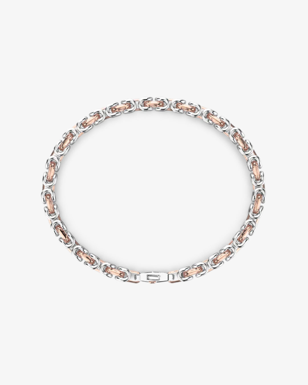 Pulseira masculina com corrente de prata e ouro rosa