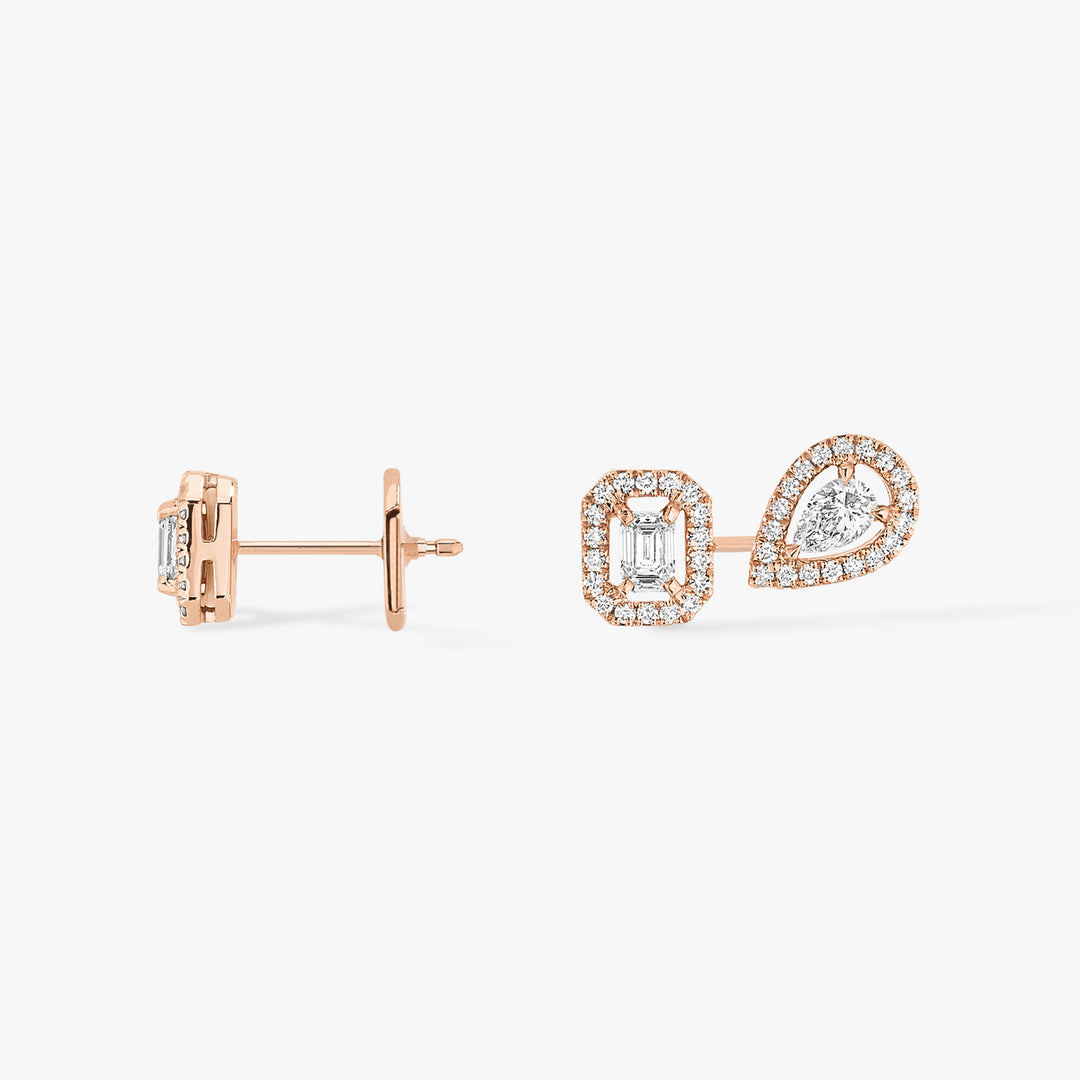 My Twin - Brincos de diamante em ouro rosa