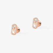 Puces Move Uno Pink Gold Diamond Earrings - Rose Gold
