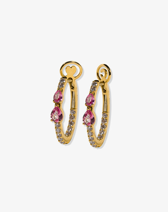 Argolas de diamante rosa e ouro com dois diamantes