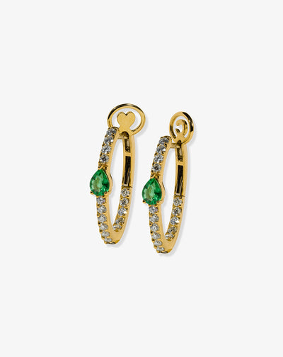 Gold and Diamond Hoops with Emeralds
