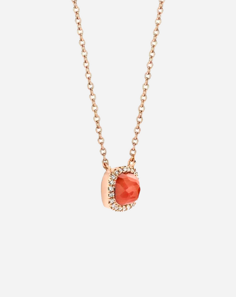 Colar Ouro com Diamantes e Coral