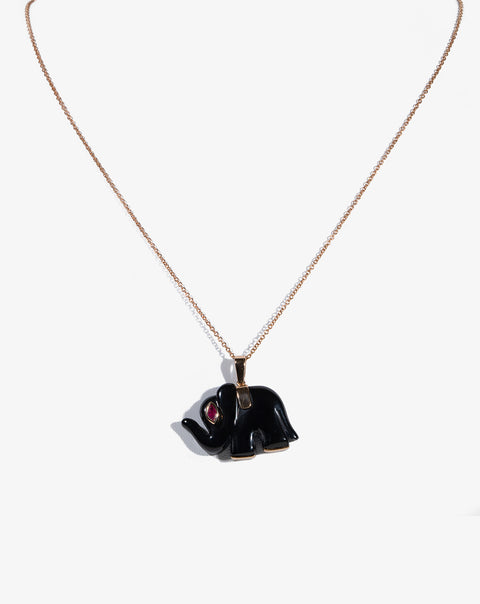 Pink Gold and Black Onyx Necklace
