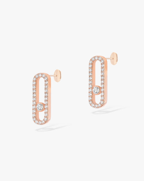 Pink Gold Diamond Earrings Move Uno Pavé-set Diamond Earrings