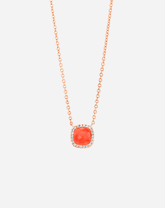 Colar Ouro com Diamantes e Coral