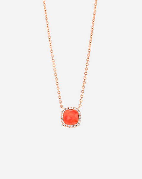 Colar Ouro com Diamantes e Coral