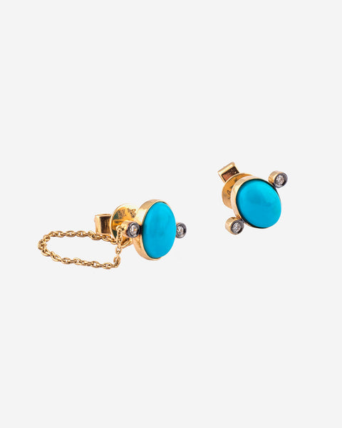 Gold, Turquoise and Diamonds Earrings