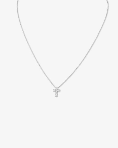 Necklace with Diamonds and Small Cross