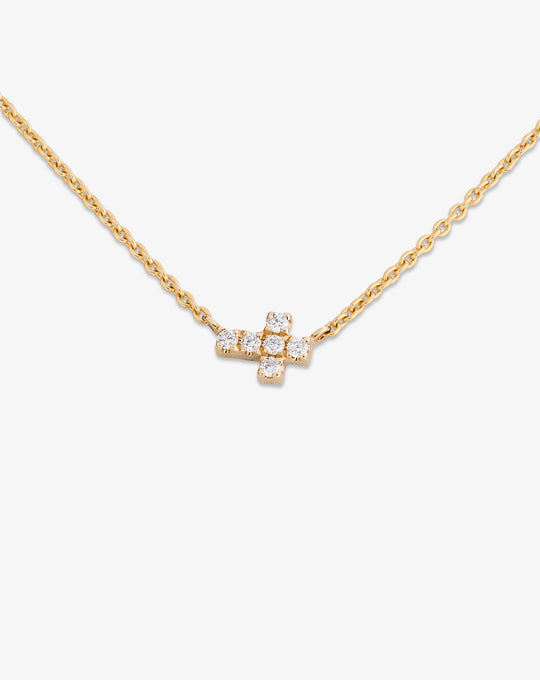 Pink Gold Necklace with Tiny Cross and Diamonds