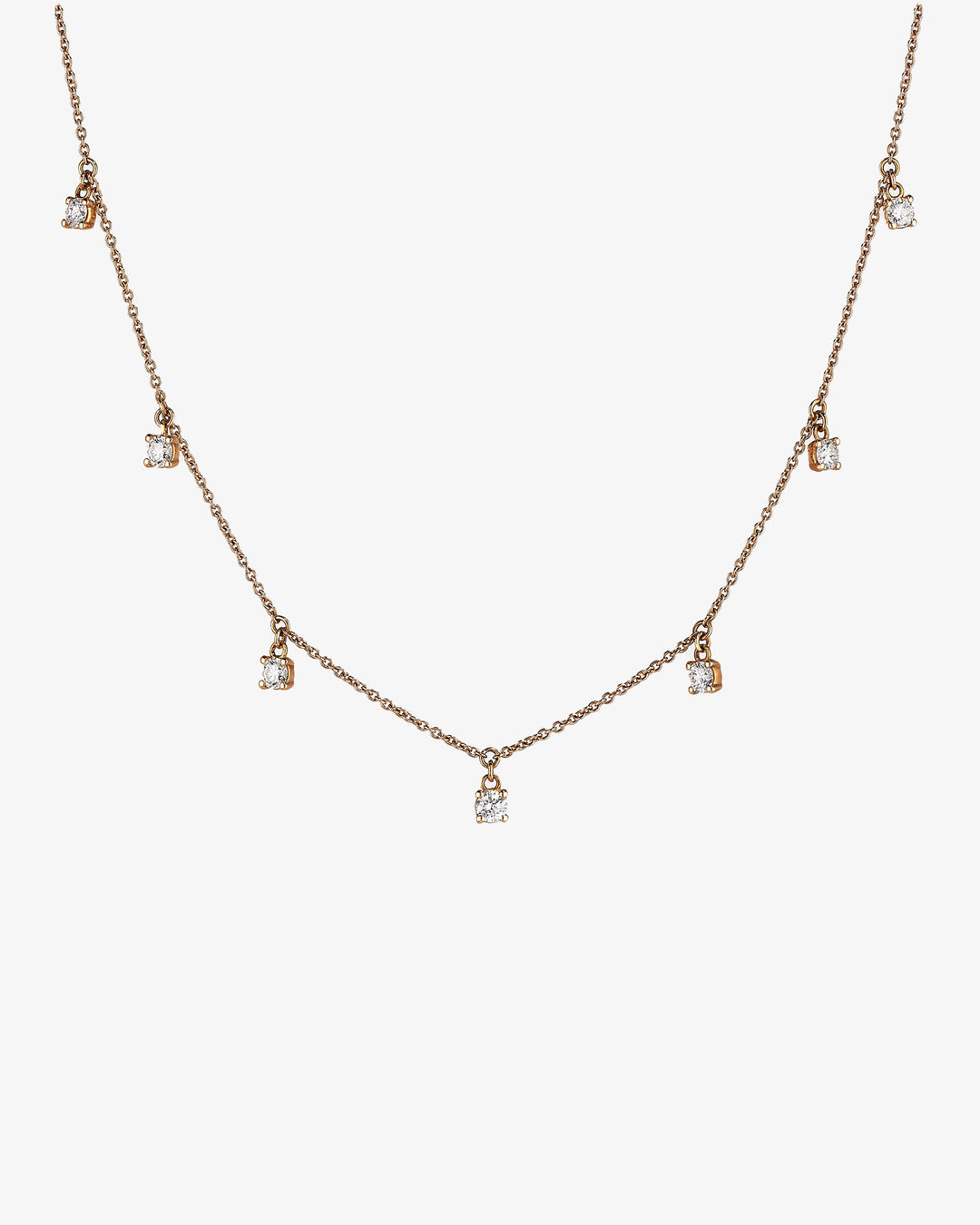 Pink Gold Necklace with Diamond Drops