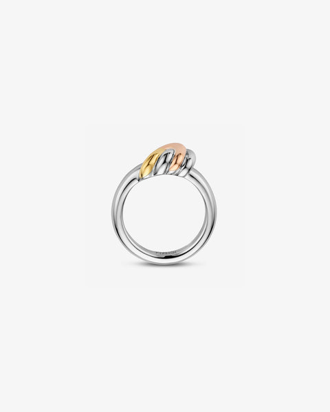 Knot Ring in Silver with Yellow and Rose Gold