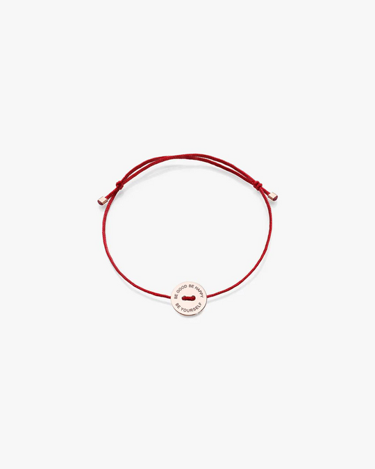 Red Ribbon Bracelet with Medal and Quote